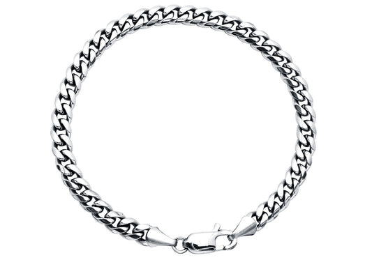 Mens 6mm Stainless Steel Cuban Link Chain Bracelet With Lobster Clasp