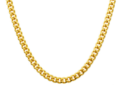 Mens 8mm Gold Stainless Steel Cuban Link Chain Necklace With Box Clasp