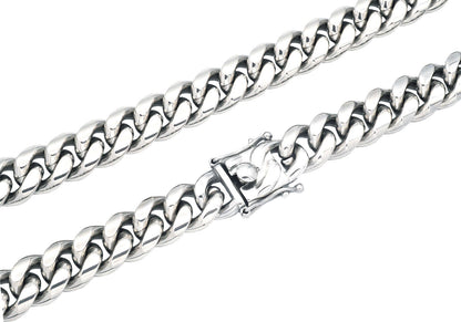 Mens 14mm Stainless Steel Cuban Link Chain Necklace With Box Clasp