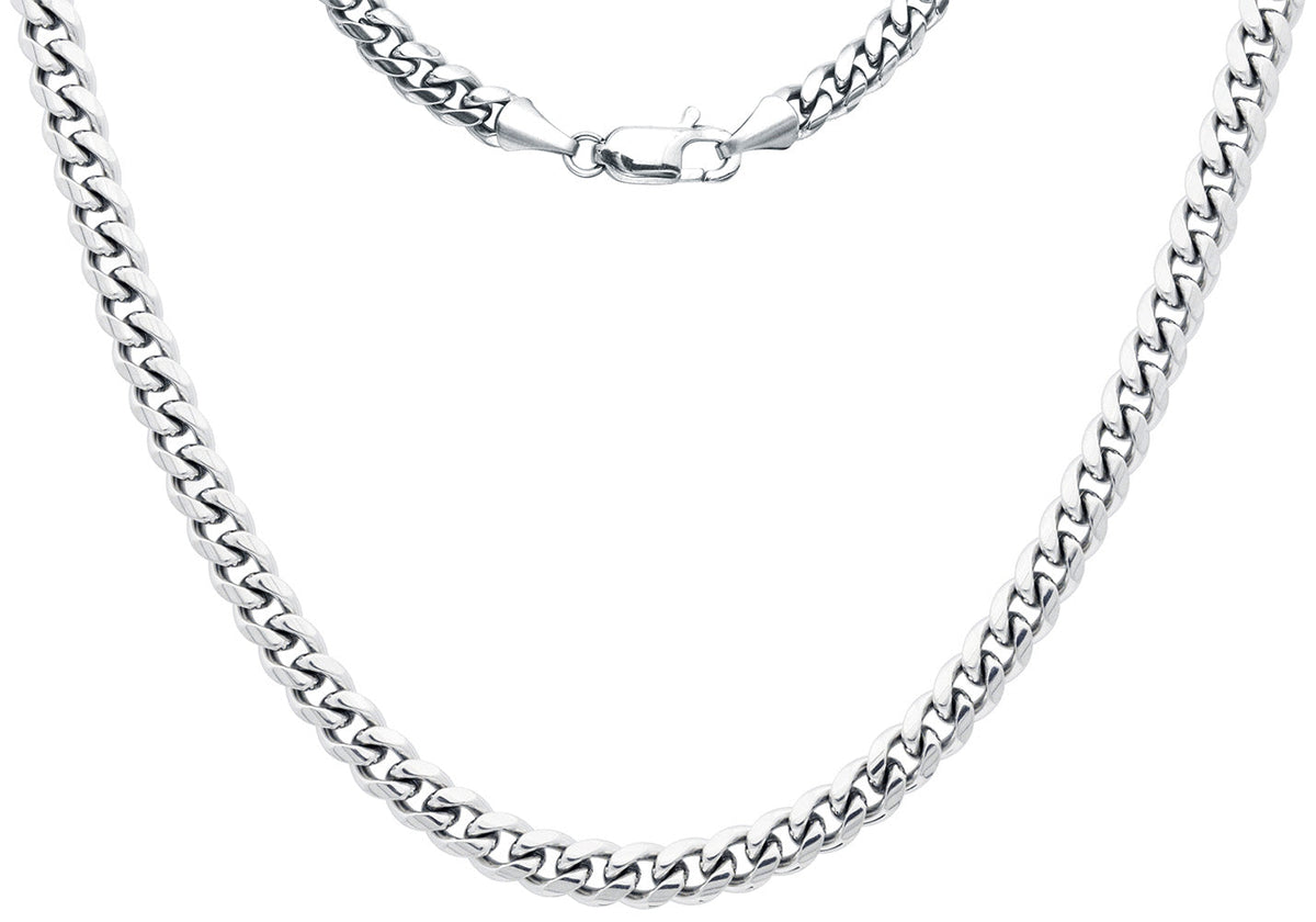 Mens 8mm Stainless Steel Cuban Link Chain Necklace With Lobster Clasp