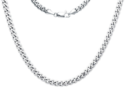 Mens 8mm Stainless Steel Cuban Link Chain Necklace With Lobster Clasp