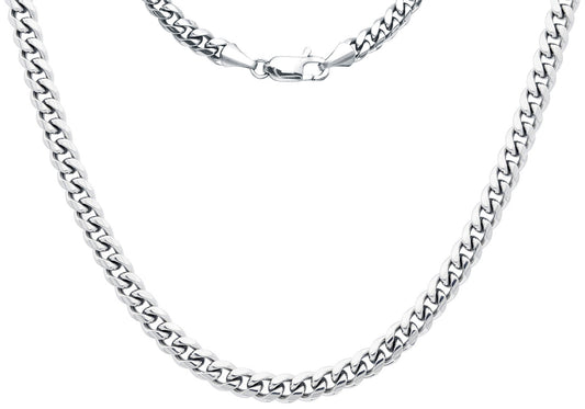 Mens 8mm Stainless Steel Cuban Link Chain Necklace With Lobster Clasp