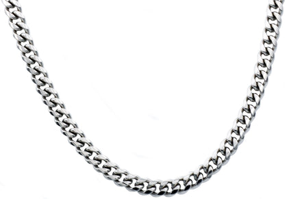 Mens 8mm Stainless Steel Cuban Link Chain Necklace With Box Clasp
