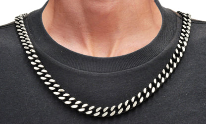 Mens Two Toned Matte Black Stainless Steel Cuban Link 24" Chain Necklace
