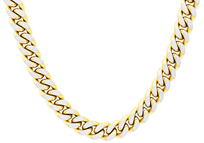Mens Two Toned Matte Gold Plated Stainless Steel Cuban Link 24" Chain Necklace