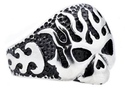 Mens Black Stainless Steel Skull Ring