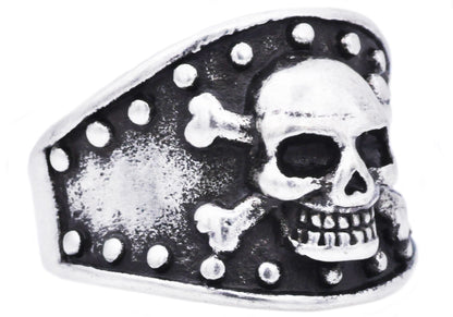 Mens Black Stainless Steel Skull Ring