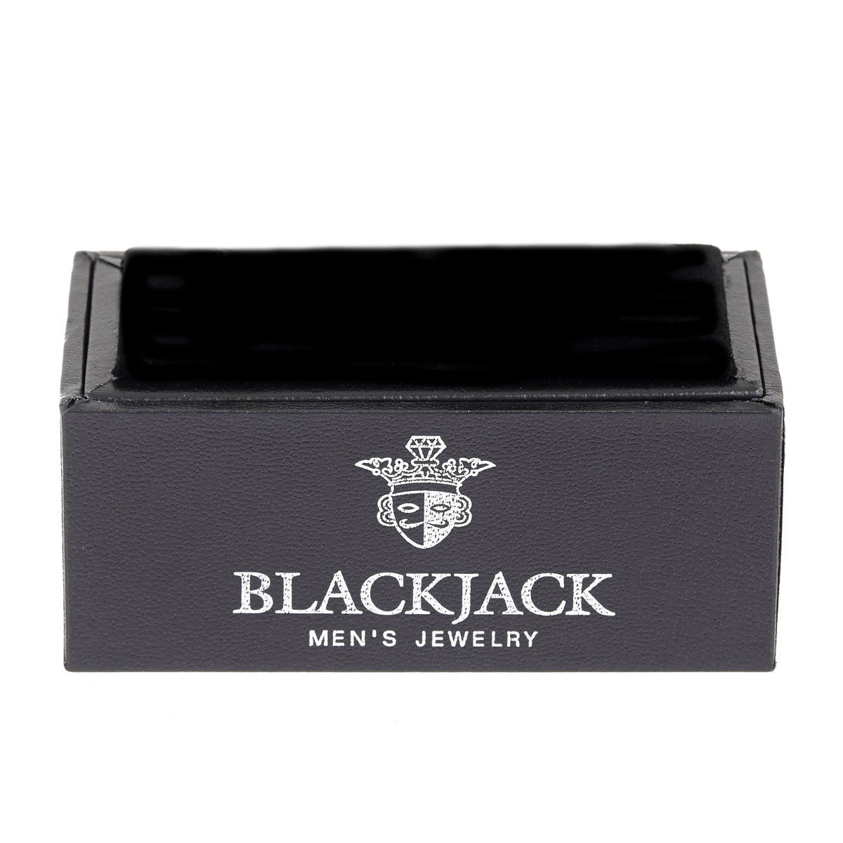 Mens Stainless Steel Cuff Links With Black Cubic Zirconia