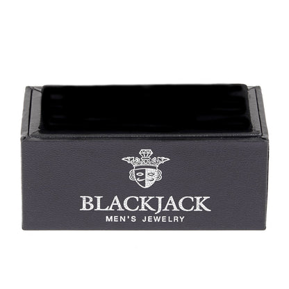 Mens Stainless Steel Cuff Links With Black Cubic Zirconia