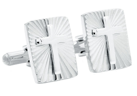 Men's Stainless Steel Radial Cross Cuff Links