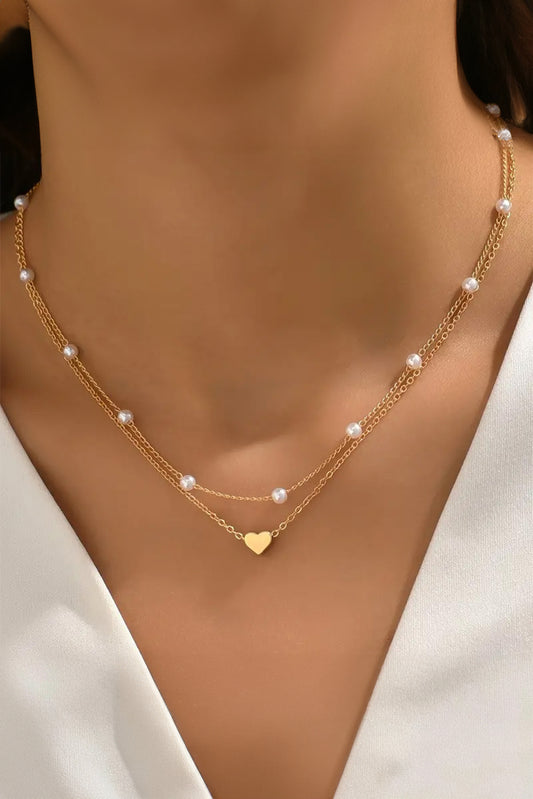 Pearl Heart Chain Necklace
