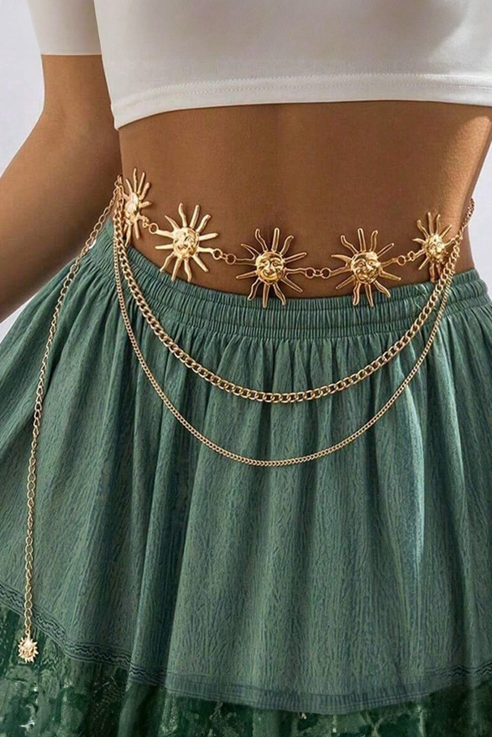 Sun Multi Layered Chain Waist Belt
