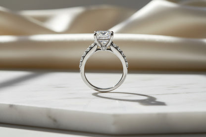 18K White Gold Asscher Cut Lab Grown Diamond Engagement Ring